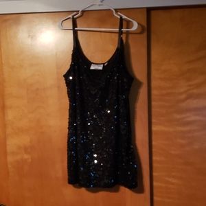 Long black sequin tank